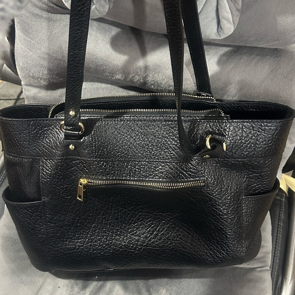 Elegant Black Leather Tote Bag